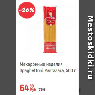 Акция - Макаронные изделия Spaghettoni PastaZara