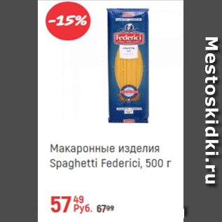 Акция - Макаронные изделия Spaghetti Federici