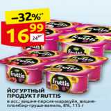 Дикси Акции - ЙОГУРТНЫЙ
ПРОДУКТ FRUTTIS
в асс.: вишн̏Я-персик-маракуй̏я. вишн̏я-
пломбир-груша-ваниль, 8%, 115 г
