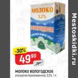 Магазин:Верный,Скидка:Молоко Вологодское 3,2%