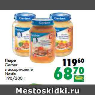 Акция - Пюре Gerber в ассортименте Nestle 190/200 г