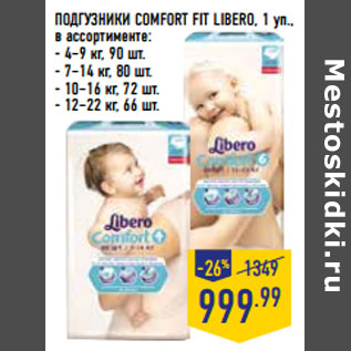 Акция - ПОДГУЗНИКИ COMFORT FIT LIBERO, 1 уп.,