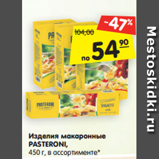 Акция - Изделия макаронные Pasteroni