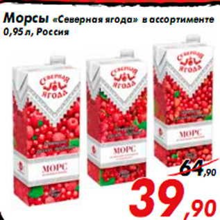 Акция - Морсы «Северная ягода» в ассортименте 0,95 л, Россия