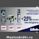 Магазин:Метро,Скидка:При покупке бритвы, кассеты и геля для бритья скидка 25% на все три продукта 