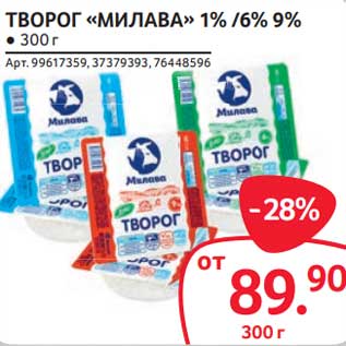 Акция - Творог "Милава" 1%/6%/9%