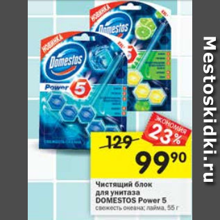 Акция - Чистящий блок для унитаза Domestos Power 5