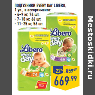 Акция - ПОДГУЗНИКИ EVERY DAY LIBERO,