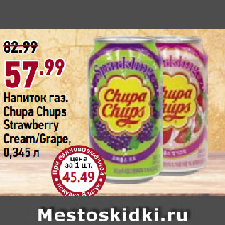 Акция - Напиток газ. Chupa Chups Strawberry Cream/Grape