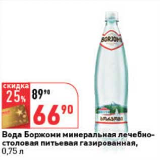 Акция - Вода Боржоми минеральная лечебно-столовая питьевая газированная