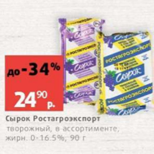 Акция - Сырок Ростагроэкспорт 0-16,5%