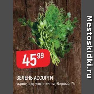 Акция - ЗЕЛЕНЬ АССОРТИ укроп; петрушка; кинза, Верный