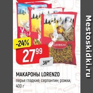 Акция - МАКАРОНЫ LORENZO