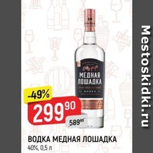 Акция - ВОДКА МЕДНАЯ ЛОШАДКА