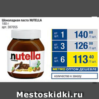 Акция - Паста шоколадная Nutella