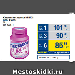 Акция - Жевательная резинка MENTOS Тутти Фрутти