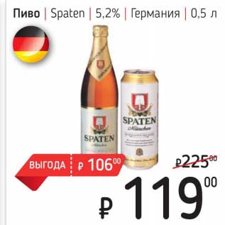 Акция - Пиво Spaten 5,2% Германия