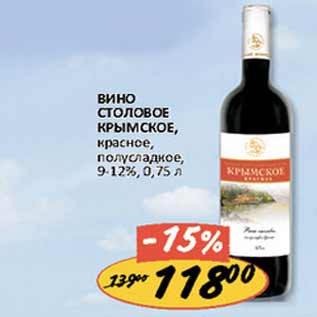 Акция - Вино Столовое Крымское 9-12%