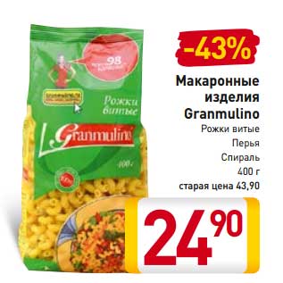 Акция - Макаронные изделия Granmulino