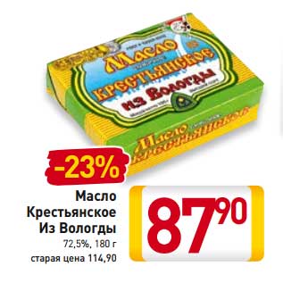 Акция - Масло Крестьянское Из Вологды 72,5%