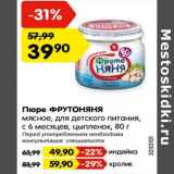 Магазин:Карусель,Скидка:Пюре ФРУТОНЯНЯ
мясное, для детского питания,
цыпленок, с 6 месяцев, 80 г