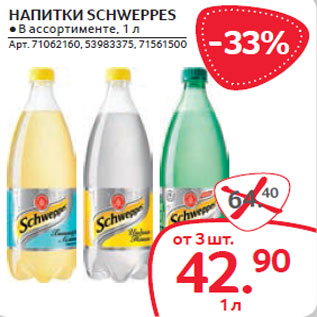 Акция - НАПИТКИ SCHWEPPES