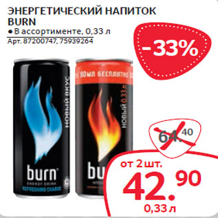 Акция - ЭНЕРГЕТИЧЕСКИЙ НАПИТОК BURN