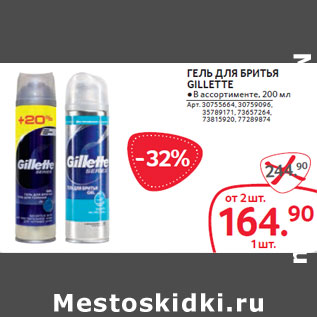 Акция - ГЕЛЬ ДЛЯ БРИТЬЯ GILLETTE