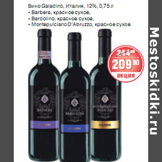 Акция - ВИНО Galadino Barbera BardolinoMontepulciano D’Abruzzo