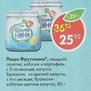 Акция - Пюре фрутоняня 80 г