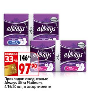 Акция - Прокладки ежедневные Alweys Ultra Platinum