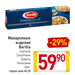 Акция - Макаронные изделия Barilla