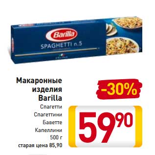 Акция - Макаронные изделия Barilla