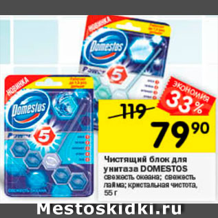 Акция - Чистящий блок для унитаза Domestos