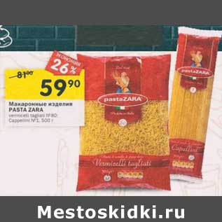 Акция - Макаронные изделия Pasta Zara