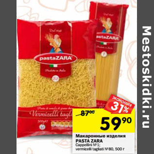 Акция - Макаронные изделия Pasta Zara