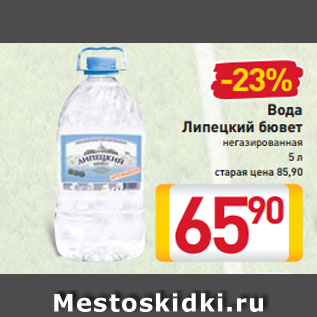 Акция - Вода Липецкий бювет негазированная 5 л