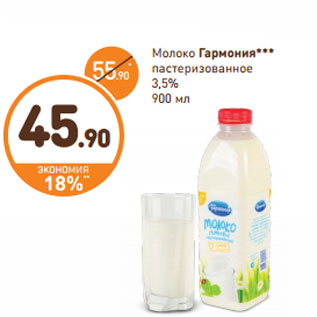 Акция - Молоко Гармония пастеризованное 3,5%