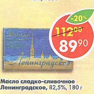 Акция - Масло сладко-сливочное Ленинградское 82,5%