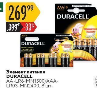 Акция - Элемент питания DURACELL AA-LR6-MN1500AAA