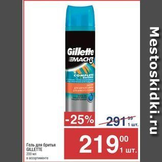 Акция - Гель для бритья GILLETTE