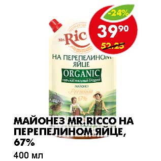 Акция - МАЙОНЕЗ MR. RICCO НА ПЕРЕПЕЛИНОМ ЯЙЦЕ, 67%