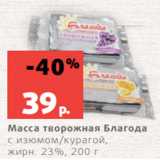 Магазин:Виктория,Скидка:Масса творожная Благода
с изюмом/курагой,
жирн. 23%, 200 г
