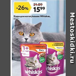 Акция - Корм для котят кошек Whiskas