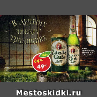 Акция - Пиво Zatecky Gus, светлое, 4,6%