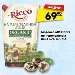 Акция - Майонез Mr. Ricco на перепелином яйце 67%