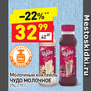 Акция - Молочный коктейль ЧУДО МОЛОЧНОЕ 2%