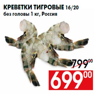 Акция - Креветки тигровые 16/20 без головы 1 кг, Россия