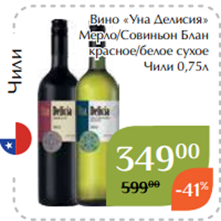 Акция - Вино «Уна Делисия» Мерло/Совиньон Блан красное/белое сухое Чили 0,75л