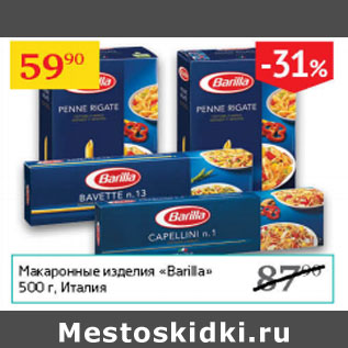 Акция - Макаронные изделия Barilla Италия